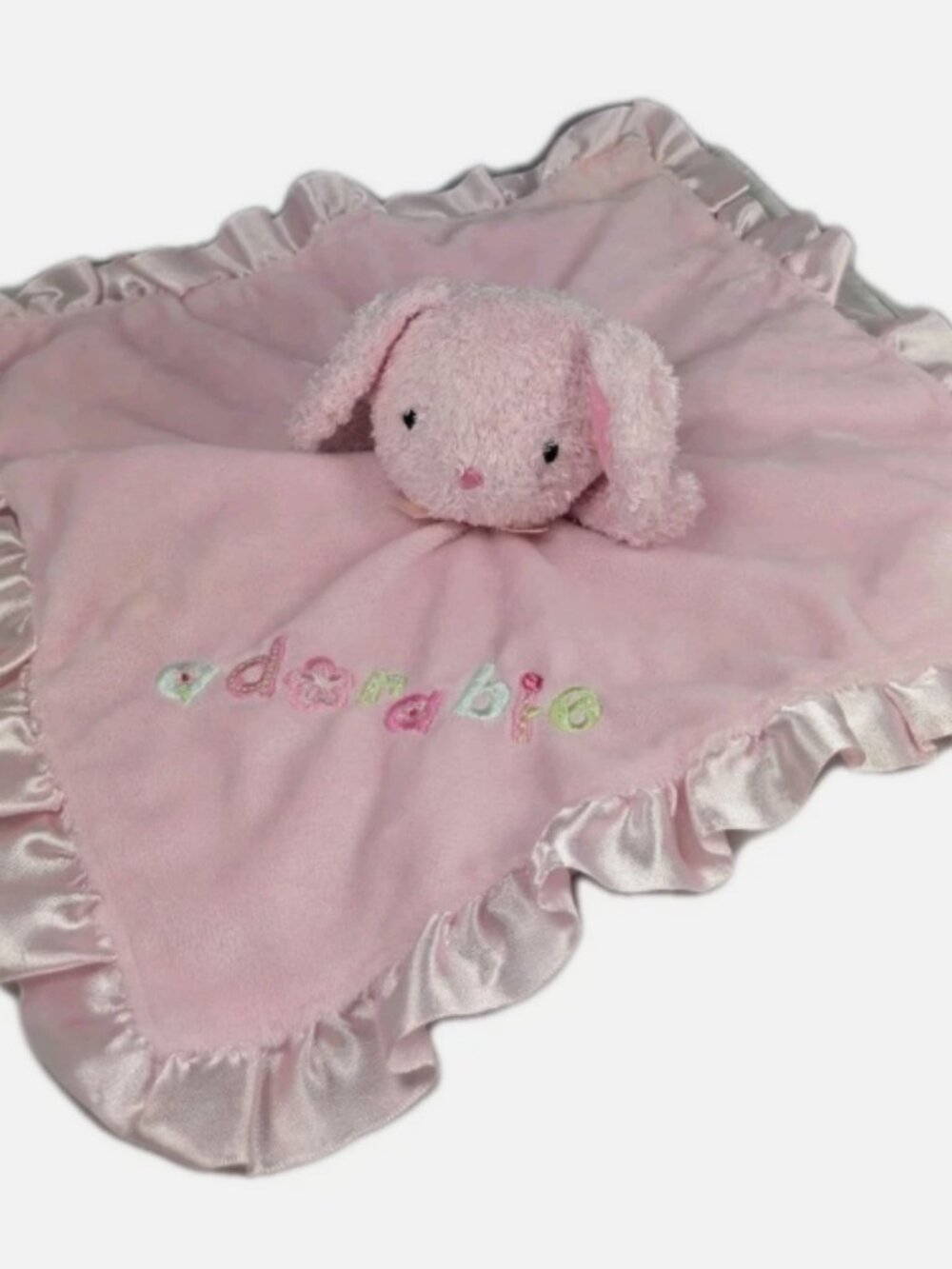Pink Security Blanket Plush Baby Lovey Rattle "Adorable" Bunny Rabbit Carter's